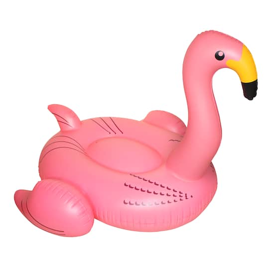 Swim Central 78&#x22; Inflatable Pink Giant Flamingo Swimming Pool Ride-On Float